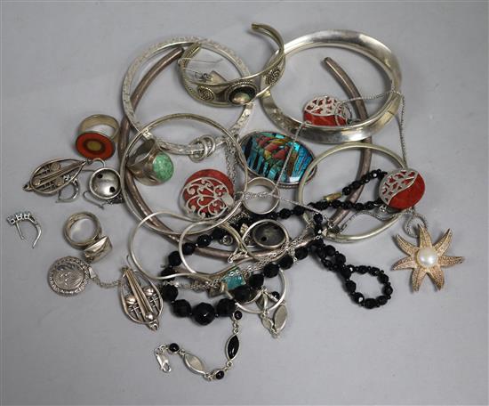 A group of mainly silver costume jewellery